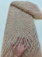 Offre Spéciale lourd élégant palais Style or perles perles paillettes Net broderie tissu maille dentelle tissu robe de mariée robe de soirée