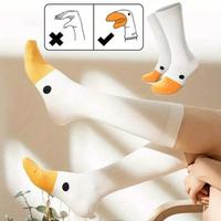 Chaussettes à tête d'oie pour femmes Sports décontractés All-Match Fashion Funny Hip-Hop Duck Medium Ins Winter Crew Length Knitted Technics Cuff