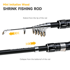 SNEDA Faux manche en bois <span class=keywords><strong>Mini</strong></span> canne à pêche rétractable Portable <span class=keywords><strong>extensible</strong></span> canne à pêche équipement de pêche canne à pêche - Product Image 4