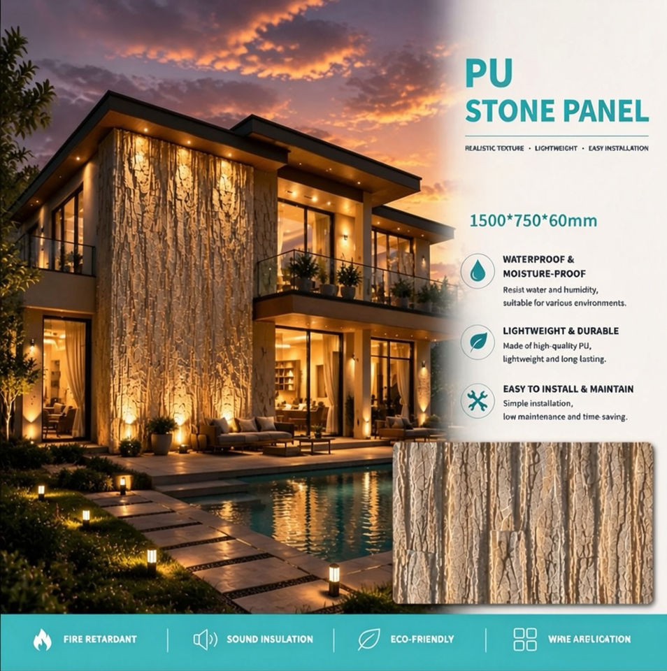 Lightweight PU Faux Stone Wall Panels Decorative Interior Wall Cladding ...
