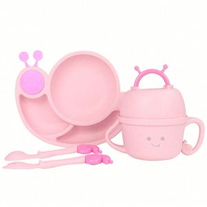 Lot de 6 assiettes et bols écologiques pour tout-petits, nouveau design, fournitures d'alimentation pour bébés, assiette en forme d'escargot - Product Image 1
