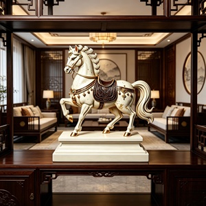 Escultura de <span class=keywords><strong>Caballo</strong></span> <span class=keywords><strong>Blanco</strong></span> Auspicioso Dorado Estilo Tang en Cobre Puro. Esta Escultura Fue Tallada y Fundida por Bozhiyi. - Product Image 4