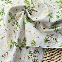 Tissu en coton et lin écologique personnalisable de 140 g, imprimé cottagecore, tissé pour chemises, nappes, mélange de matériaux naturels