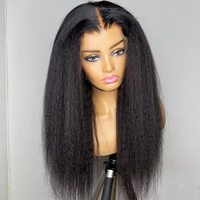 Perruque longue et droite en fibre synthétique résistante à la chaleur, couleur brun foncé noir, sensation de cheveux humains, frange, pour femmes, usage quotidien