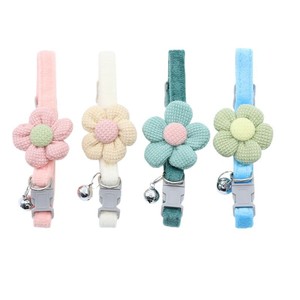 <span class=keywords><strong>Collar</strong></span> de terciopelo ecológico con flor tejida a mano, banda ajustable para el cuello, campana de seguridad y colgante suave para gatos - Product Image 5