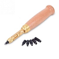 Ensemble d'outils en cuir pour travaux manuels, poinçon, vis, perceuse à livre amovible, automatique, avec 6 tailles de pointes de 1,5 à 4 mm