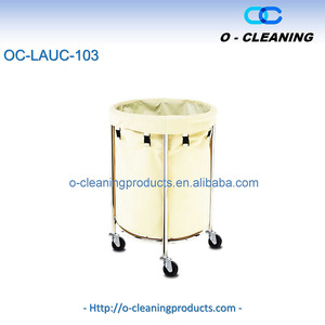 O-Cleaning Commercial Rolling <strong>Laundry</strong> Hamper <strong>With</strong> <strong>Wheels</strong>,Plastic Frame <strong>Laundry</strong> <strong>Basket</strong> Truck Clothes Sorter for Hotel/Hospital - Product Image 4