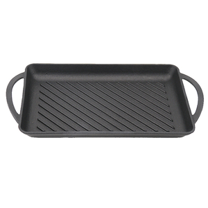 Plaque de cuisson en fonte pré-culottée antiadhésive à double poignée pour grillades en camping en plein air - Product Image 1
