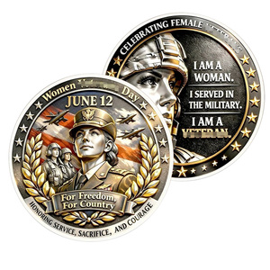 Moneda Conmemorativa Coleccionable de Metal con Diseño de Placa Militar y Collar de Perlas, con la Frase '<span class=keywords><strong>El</strong></span> Coraje No Conoce Género', para Mujeres en Servicio - Product Image 4