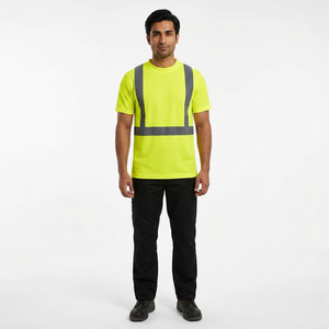 Hi <b>Vis</b> Reflective <b>T</b> <b>Shirt</b> for Men <b>High</b> Visibility Safety Workwear <b>Shirt</b> Lightweight <b>T</b>-<b>Shirts</b> for Construction Road Work - Product Image 1