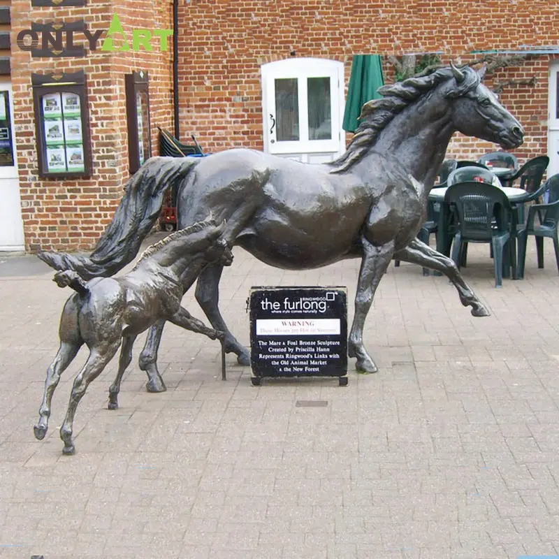 Patung Taman Seni Logam Dekorasi Kustom 2022 Ukuran Hidup Patung Luar Ruangan Logam Tembaga Kuningan Perunggu Patung Kuda