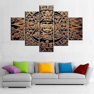 Multi Panel Calendario Azteca lienzo pared arte sala de estar decoración del hogar antiguo arte <span class=keywords><strong>mexicano</strong></span> - Product Image 1