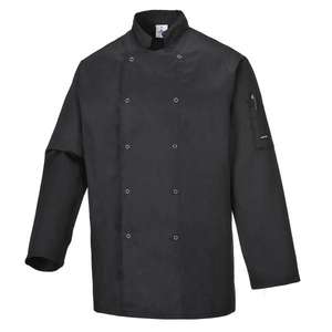 PORTWEST - C833BKRXXL Suffolk chefs chaqueta negra-EAN 5036108183920 CHEFS AND FOOD INDUSTRY WORKWEAR - Product Image 1