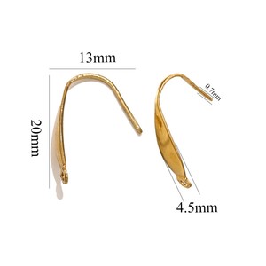 Crochets d'oreille en acier inoxydable, forme feuille de diamant, forme en U, pour la fabrication de boucles d'oreilles, couleur or, accessoires de bijoux unisexes 00332 - Product Image 3