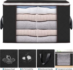 6 Pack Large 90L Gray Foldable Closet Organizers Premium Fabric Storage <strong>Bags</strong> Reinforced Handle for Clothing <strong>Bed</strong> Sheets Pillows - Product Image 3