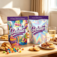 Sachets refermables personnalisés anti-odeur, holographiques, en Mylar, avec fermeture éclair, pour bonbons, snacks et aliments pour animaux de compagnie