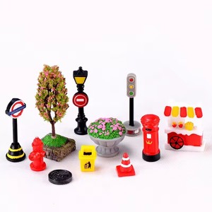 Craft 3D Miniature Artificial Style Resin Cabochon Home Decoration Traffic Signal Theme Street View for Gifts