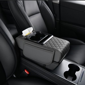 Universal Car Armrest <b>Storage</b> Box 35x19x7cm Leather Multi Functional Center Console Organizer With Cup Holder Tissue Compartment - Product Image 3