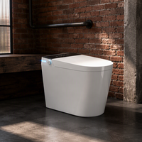 WC intelligent avec couvercle à ouverture/fermeture automatique, bidet à capteur, chasse d'eau, monobloc en céramique, siège chauffant, séchoir à air chaud, à poser au sol, siphon en S inclus