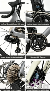 Vélo <span class=keywords><strong>de</strong></span> route aérodynamique entièrement en carbone 700C, transmission électronique sans fil WheelTop TX, jantes en alliage <span class=keywords><strong>de</strong></span> 38 mm, guidon aérodynamique en aluminium, vélo <span class=keywords><strong>de</strong></span> course - Product Image 6