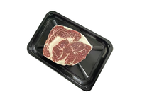 Barquette d'emballage sous vide en PET jetable, durable et recyclable, avec bande de fixation, forme rectangulaire, pour steak
