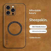 Coque de téléphone pour 17 Pro Max, Style Ins, magnétique, texture en cuir, respectueuse de la peau, housse de protection en peau de mouton