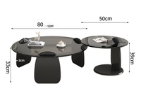 Ensemble de tables basses Modhomi, style moderne et luxueux, plateau en verre trempé, pour petit espace, salon, table centrale et table d'appoint de luxe
