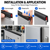 Bande de finition en caoutchouc EPDM en forme de U personnalisée avec insert rouge, bande d'étanchéité flexible en U pour tôles métalliques, portes d'armoires industrielles