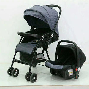 Poussette classique 3-en-1 pour bébé landau pliable avec siège à roues EVA inclus - Product Image 3