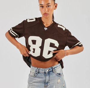 T-Shirt Sportiva Estiva da Donna con Scollo a V, Maniche Corte, Stampa Lettering, Traspirante in Rete 100% Poliestere, Modello Corto - Product Image 1