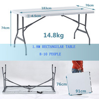 Table pliante de camping, de pique-nique, de conférence, de mariage, rectangulaire, robuste, de 6 pieds, avec structure stable, pour événements et fêtes