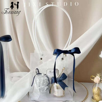 Sac en plastique Transparent et à fond carré, pochette de Shopping, avec Logo personnalisable, pour cadeau, pièces