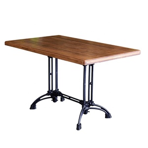 (SP-RT163) de style Antique de <span class=keywords><strong>haute</strong></span> qualité en métal de forme carrée jambe restaurant tables en <span class=keywords><strong>bois</strong></span> massif <span class=keywords><strong>table</strong></span> de restaurant - Product Image 1