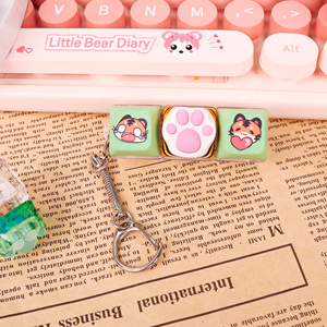 Porte-clés LED personnalisé amovible et connectable librement, en acrylique, motif patte de chat de dessin animé, boutons clicker anti-stress, étanche - Product Image 5