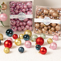 Ensemble de boules de Noël de haute qualité, 42 pièces, 3/4/5 cm, boules brillantes électro-plaquées, paillettes brillantes, UV, ouvrables, décorations pour arbre, ornements pour arbre
