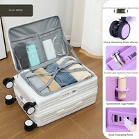 Valise à ouverture latérale, grande capacité, 20 pouces (format cabine), 24 pouces avec roues universelles silencieuses
