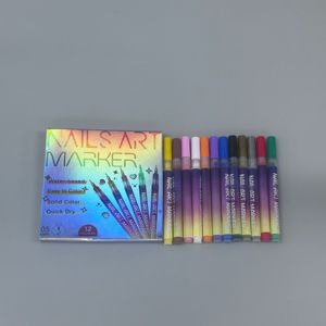 Stylo de vernis à ongles acrylique 12 couleurs à marque privée, couleur unie, séchage rapide, kit d'outils professionnels pour nail art, marqueurs pour nail art - Product Image 5