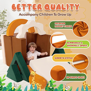 Jungle Theme <b>Kids</b> <b>Sofa</b> Set With Cushions And Building Blocks For Indoor Playground Child Use - Product Image 2