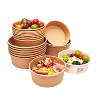 Bol à salade en papier kraft écologique jetable de qualité alimentaire bio 500ml 650ml 750ml 1000ml 1300ml bol à salade kraft tasse