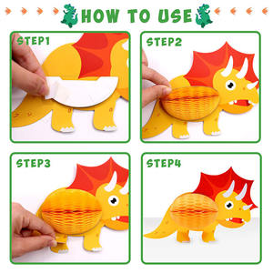 Nicro — ensemble de décorations en forme de <span class=keywords><strong>petit</strong></span> Dino <span class=keywords><strong>t</strong></span>-<span class=keywords><strong>rex</strong></span>, 7 pièces, pièces de centre de Table, type dinosaure, nid d'abeille, pour anniversaire d'enfants - Product Image 6
