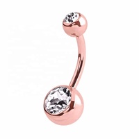 Promotion : Bijou de piercing pour nombril en acier inoxydable plaqué or, style barbell, en acier chirurgical, pour femmes, mariages