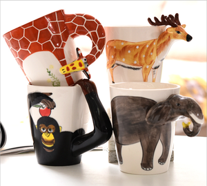 แก้วกาแฟเซรามิคลายช้างและสลอธน่ารัก3D ถ้วยน้ำลายตลกสำหรับเด็กและของขวัญสำหรับสำนักงาน - Product Image 2