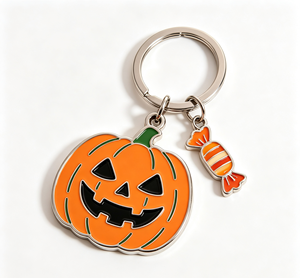 Porte-clés en métal émaillé Citrouille d'Halloween, en alliage de zinc, cadeau souvenir personnalisé - Product Image 1