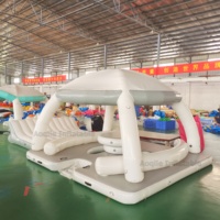 Plateforme flottante gonflable double paroi en tissu pour fête, île-tente certifiée CE, couleur personnalisée pour parc aquatique
