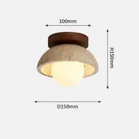 Mini Lustre Européen en Bois Jaune Design Grotte Alimenté par Courant Alternatif pour Chambre à Coucher