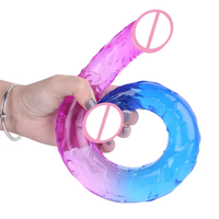 Dildo Realista de Silicona de Doble Extremo, Dildos Flexibles, Dong Largo para Juego Anal de Doble Cara, Estimulador de Punto G, Juguetes Sexuales para Mujeres