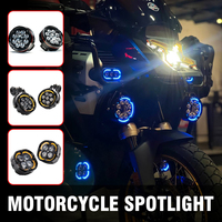 Projecteur LED étanche IPx8 pour moto - Blanc/Jaune double couleur, faisceau haut/bas, stroboscope, J9S 7 lentilles pour tout-terrain