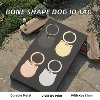 Flaches Geschnitztes Tier-ID-Etikett für Hunde UV-Bedrucktes Aluminium-Legierungs-Haustier-Namensschild Halsband-Anhänger Schlüsselanhänger Etiketten Souvenirs