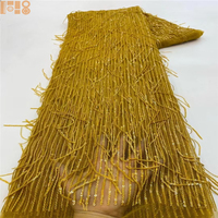 5 yards de tissu de dentelle africaine de luxe à sequins pour marié, tissu de dentelle perlée française nigériane de haute qualité 2026 pour robe de mariée