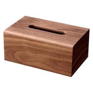 Caja de pañuelos de madera maciza, color nogal negro, 20x12x5x9cm, almacenamiento de escritorio para sala de estar y baño - Product Image 2